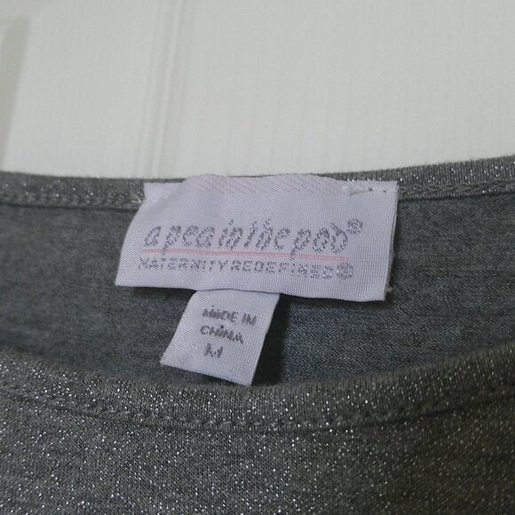 A Pea in the Pod Silver Metallic Maternity Top - Size Medium - EUC - Picture 3 of 9